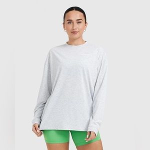 Oner active oversized long sleeve tee, light grey marl